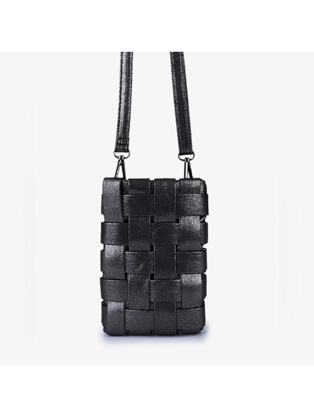 Remi/Reid Lindy Woven Cellphone Bag Anthracite- black shimmer Anthropologie